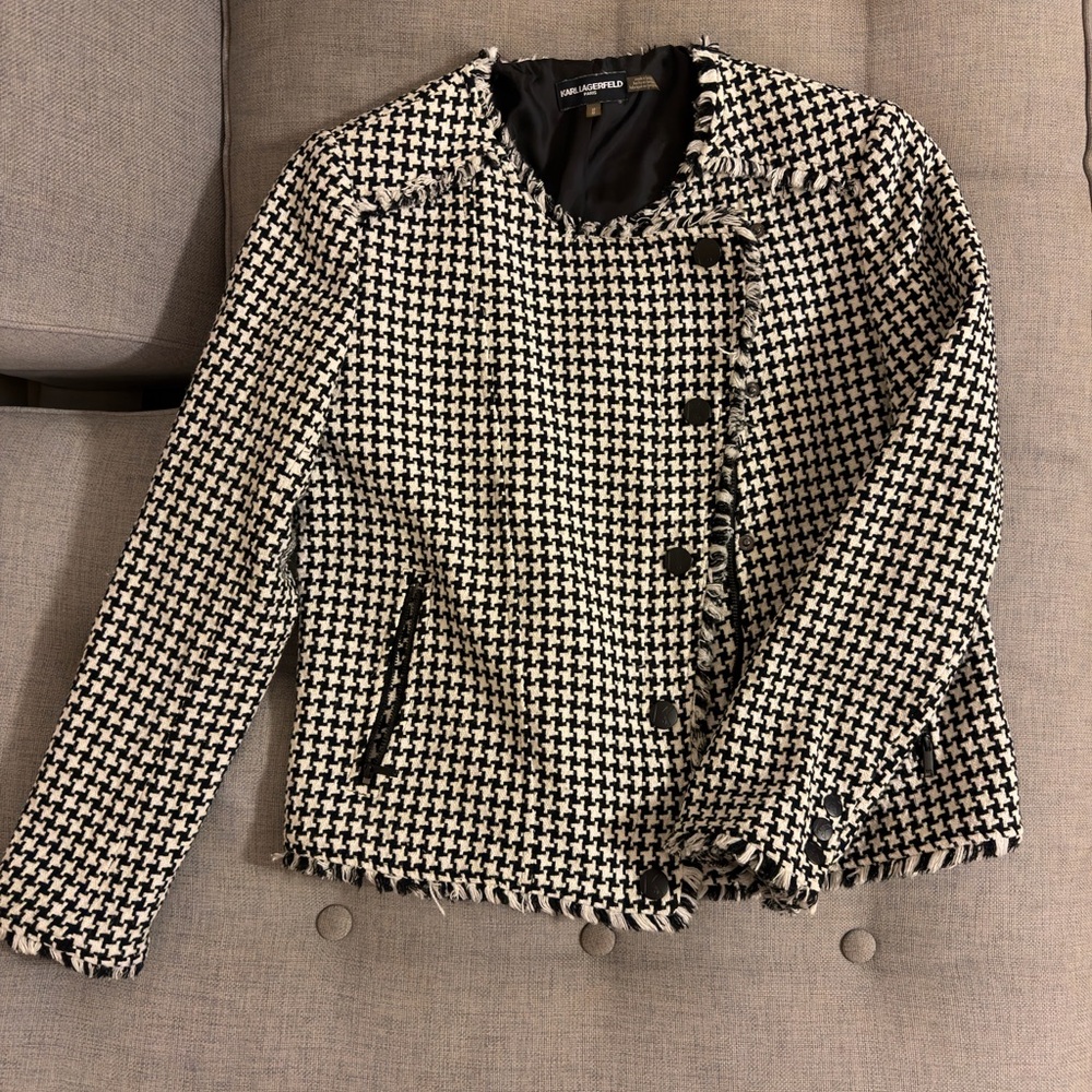 Karl Lagerfeld Monochrome Houndstooth taida jacket  Blazer